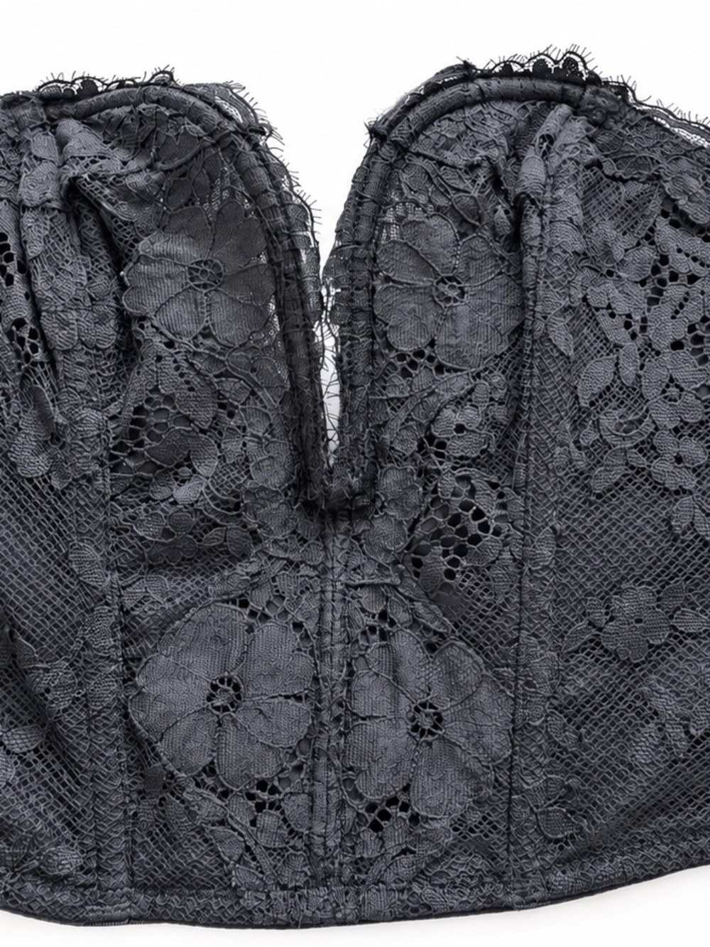 Victoria's Secret Black Lace Strapless Bustier Bandeau